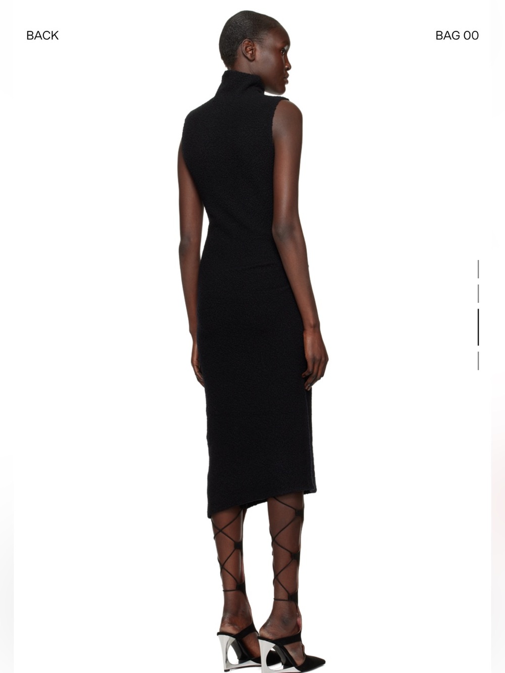 Helmut lang merino wool boucle style midi fitted dress in black size large - Picture 4 of 16